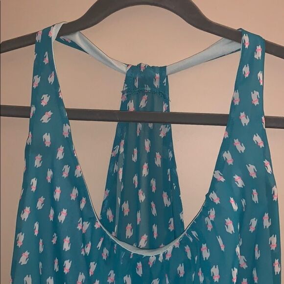 Peppermint Blue Cat Print Dress - Picture 3 of 5